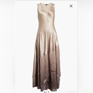 Komarov Tiered Ruffle Chiffon & Charmeuse Gown Size M